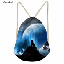 Coloranimal 3D siriu животных печати drawstring сумка милые 3D Волк Товары для кошек пляжная сумка Для мужчин Softback Сумка для хранения для девочек Дорожные сумки