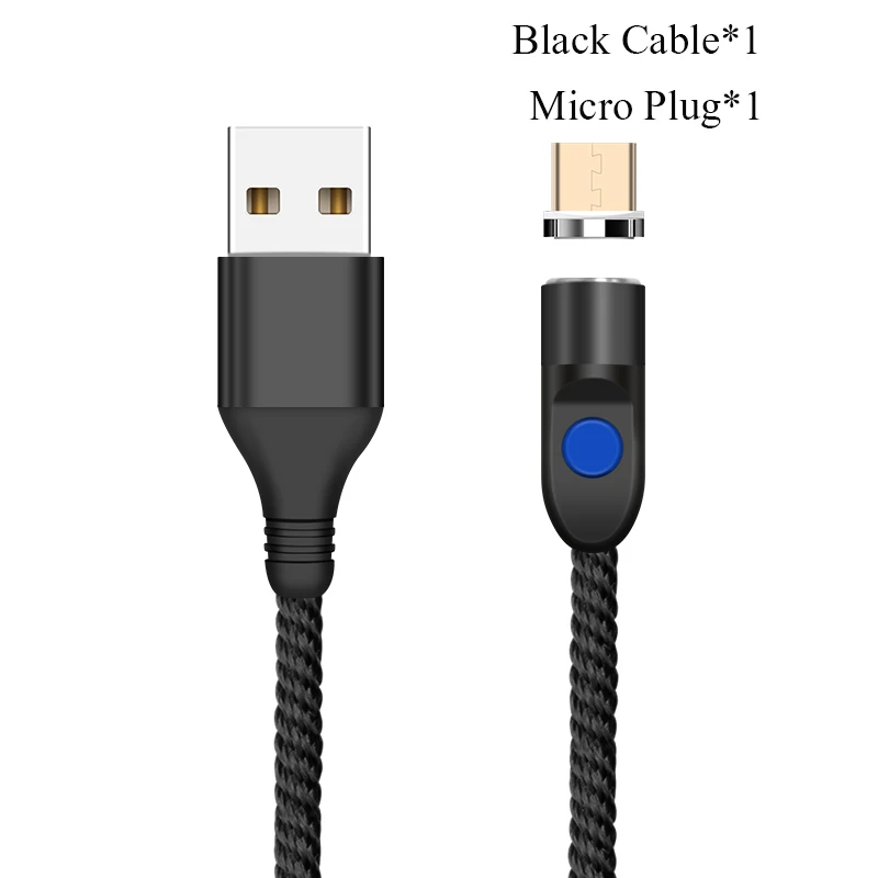 Круглый Магнитный кабель GREENPORT для iphone, lightning, xs, 3A, быстрая зарядка, Тип C, Micro Usb шнур для samsung S9, кабели для мобильных телефонов - Цвет: Micro Plug Black