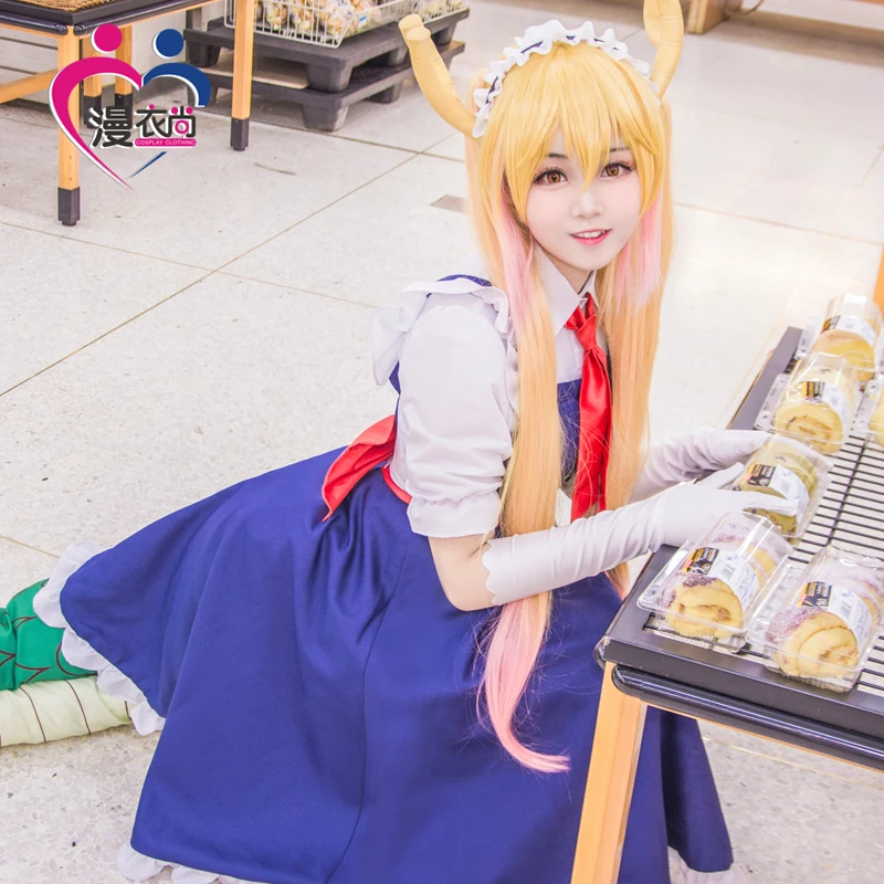 DUOUPA аниме Miss Kobayashi Dragon Maid Tohru Косплей Костюм с париком косплей Канны вечерние