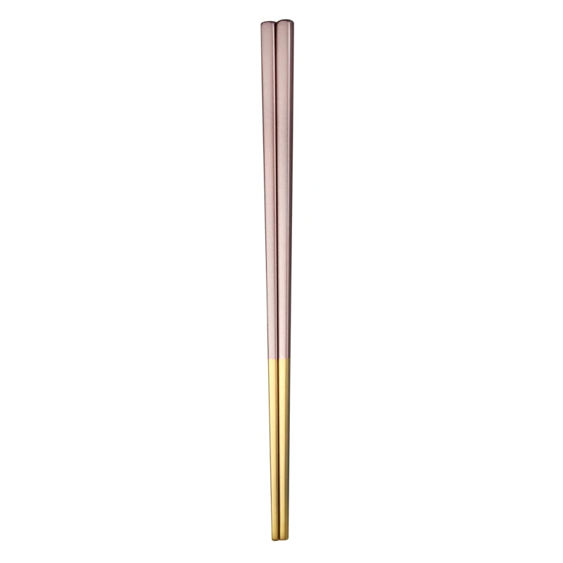 JueQi 304 китайские палочки для еды из нержавеющей стали, пшеничная солома, портативные палочек для путешествий для палочек, многоразовые палочки для еды для суши, 1 пара - Цвет: Pink gold 1 Pair