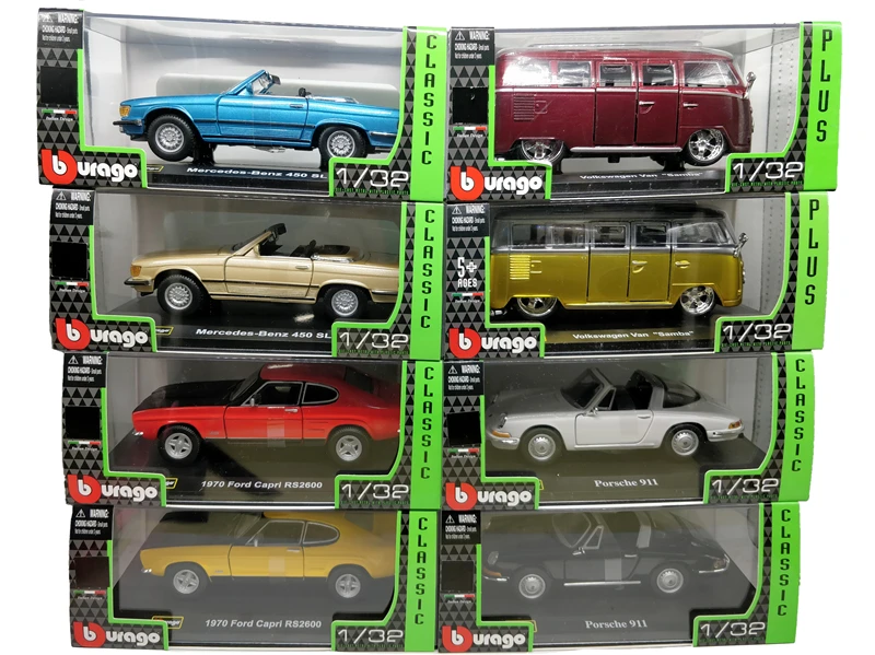 

Bburago 1:32 Ford Capri RS2600 1970 450SL Roadster 911 Samba Diecast Model Car Miniature Vehicle Racing