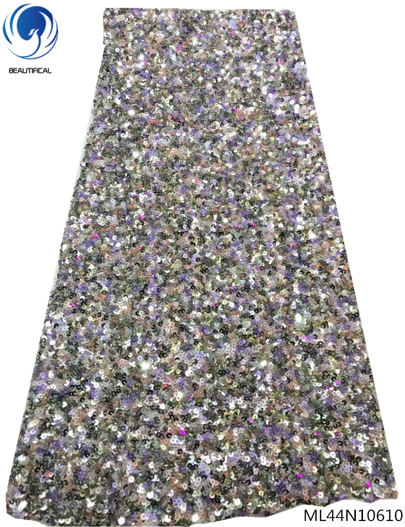 

BEAUTIFICAL luxury sequins lace fabric nigerian sequins lace fabrics 2019 glitter laces fabric african 5 yards/piece ML44N106