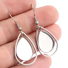 Reidgaller 10 шт. подходит 13x18 мм длинные в форме слезы серьги заготовки из нержавеющей стали Кабошон База настройки diy ювелирных изделий ободок