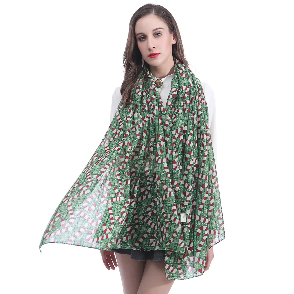 

10pcs/lot Christmas Candy Canes Print Women's Large Scarf Shawl Wrap