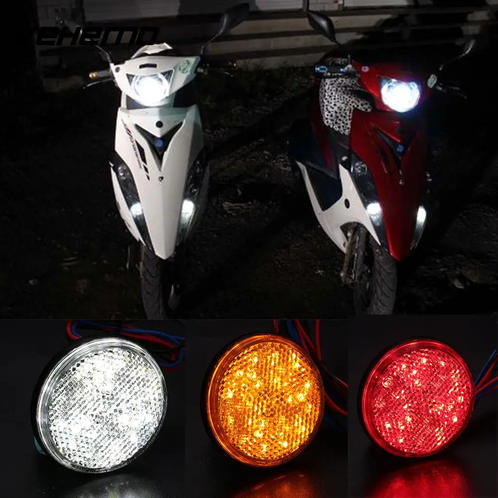 

Motorcycle LED License Plate Tail Brake Stop Light Round Clear Lens Reflector Waterproof Rear Lamp Auto Moto Braking Parking