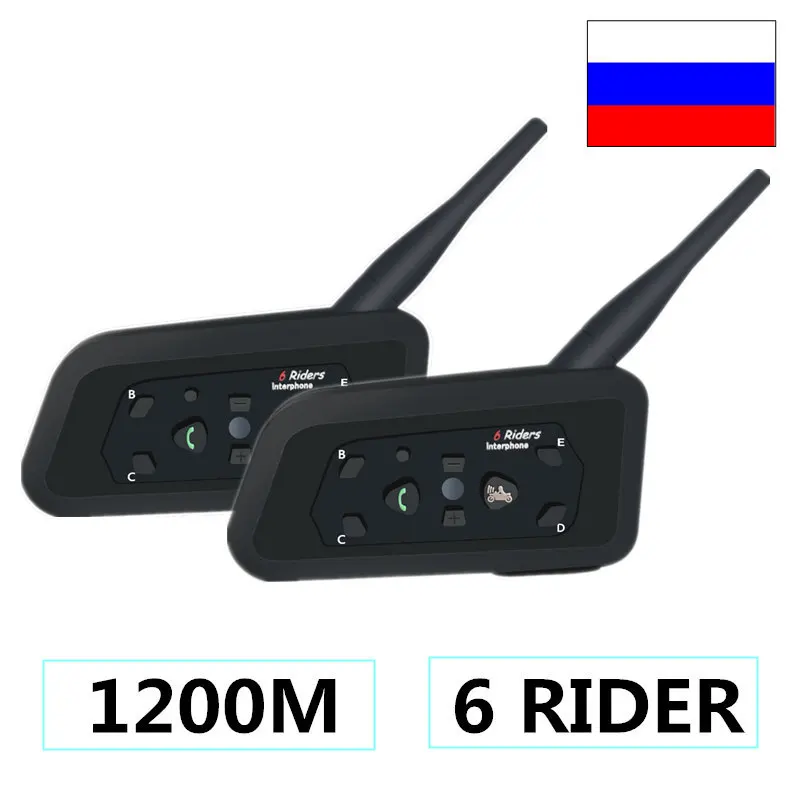 

New Bluetooth Intercom Motorcycle Helmet Accessories Speaker 1200m 6 Riders Interphone Motorcycles Headset BT Wireless headset