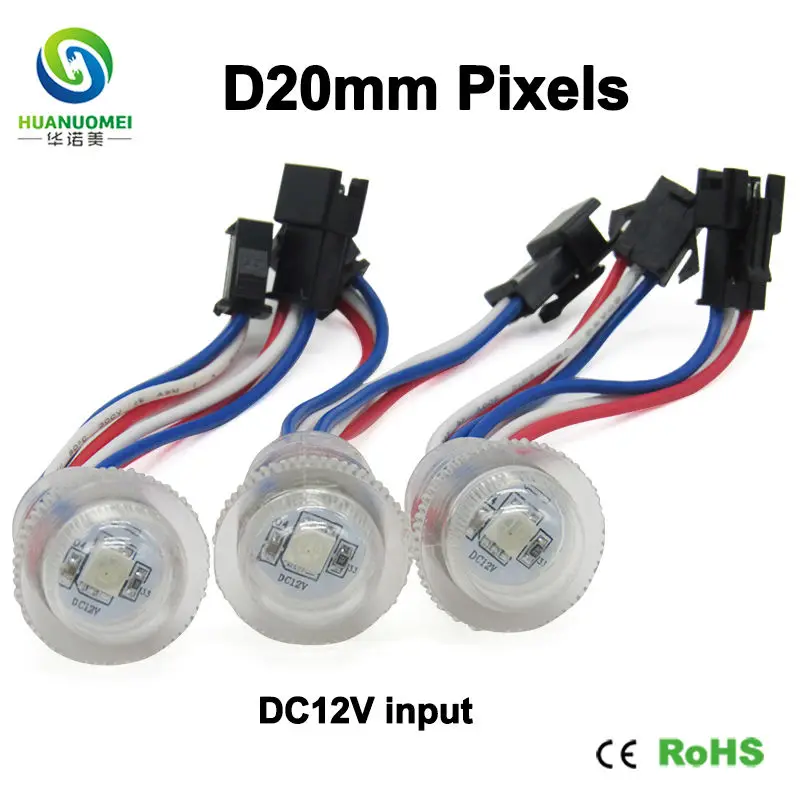 10PCS 20mm RGB 5050 SMD UCS1903 LED 픽셀 모듈 전구 DC12V 방수 IP67 놀이공원 놀이기구용 주소 지정 가능 램프