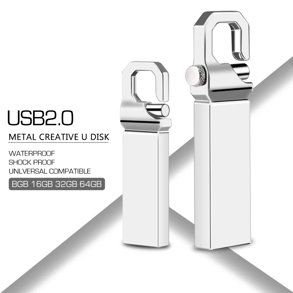 

usb flash drive 16GB usb 2.0 metal pen drive 128GB 64GB 32GB 16GB 8GB 4GB usb flash silver pendrive memory stick free shipping