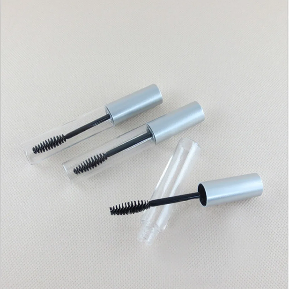

10ml empty clear mascara container bottle tube with brush,silver llid eyelash mascara make up cream container applicator bottle