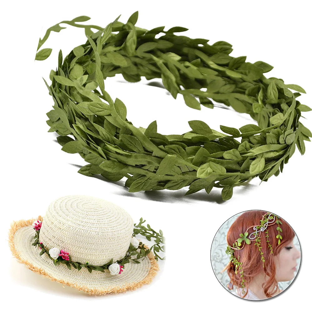 Wicker-Artificial-Vine-Hairwear-1pc-Green-Polyester-cloth-Leaves-Fake-Leaf-DIY-Birthday-Garland-Greenery-Props (1) - 副本