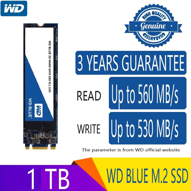 Западный Digtal синий 1 ТБ M.2 твердотельный накопитель Жесткий диск NGFF 1000 Гб встроенной M2 2280 SATA 6 ГБ/сек. 560 МБ/с. для портативных ПК Тетрадь