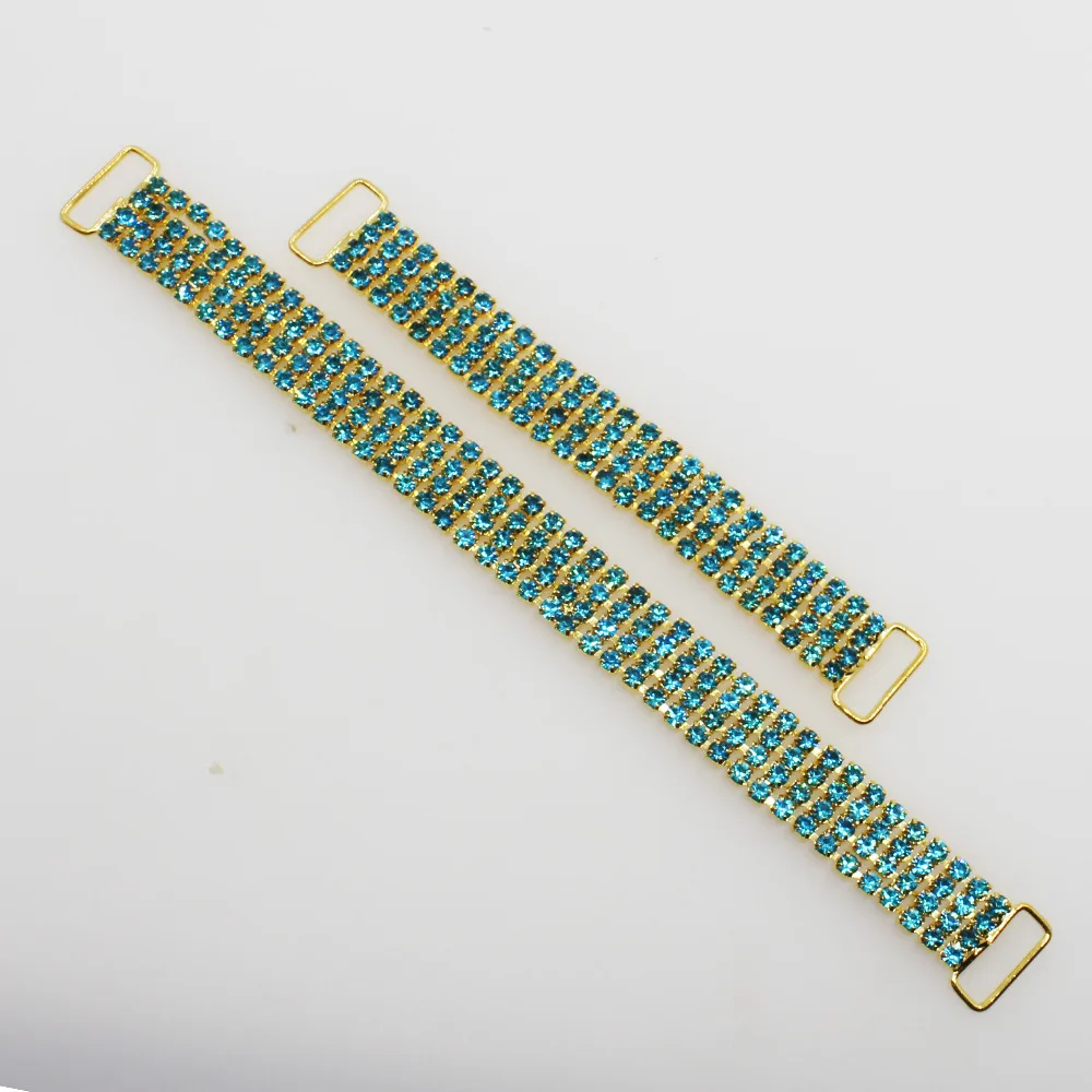 

Fashion new 1pc Crystal Lake blue Rhinestone Bikini Swimwear Connectors/ Buckle crafts Metal Chain Swimwear clothing decorate