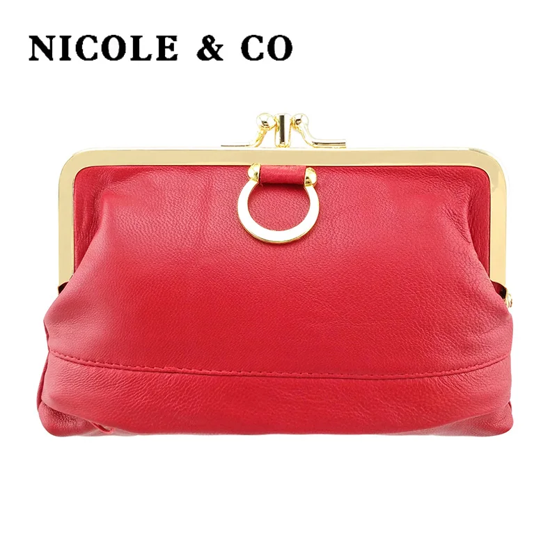 Женский кошелек из натуральной кожи NICOLE & CO овчины с металлической застежкой и