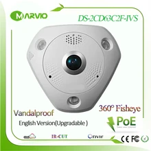 DS-2CD63C2F-IVS 12MP 4k Upgradable English version 360 degree panoramic view fisheye IP Network Camera Poe Outdoor