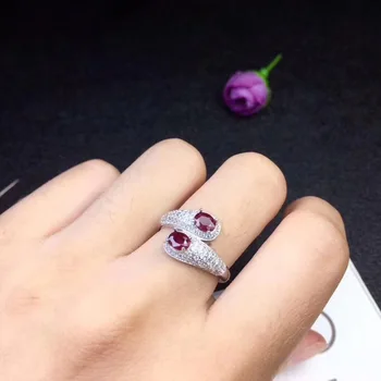 

Free Shipping Natural real ruby Ring 925 sterling silver Free shipping Gemstone 4*5mm 2pcs