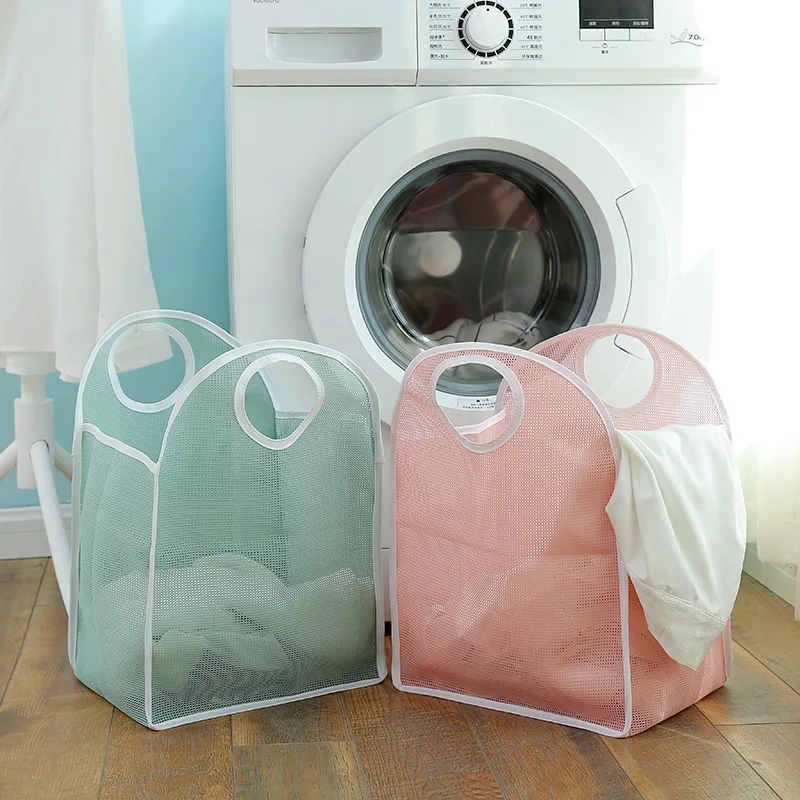

Family Daily nylon Grid Dirty Clothes foldable laundry Storage Baskets Portable Accept Basket Fold Accept Frame Organization