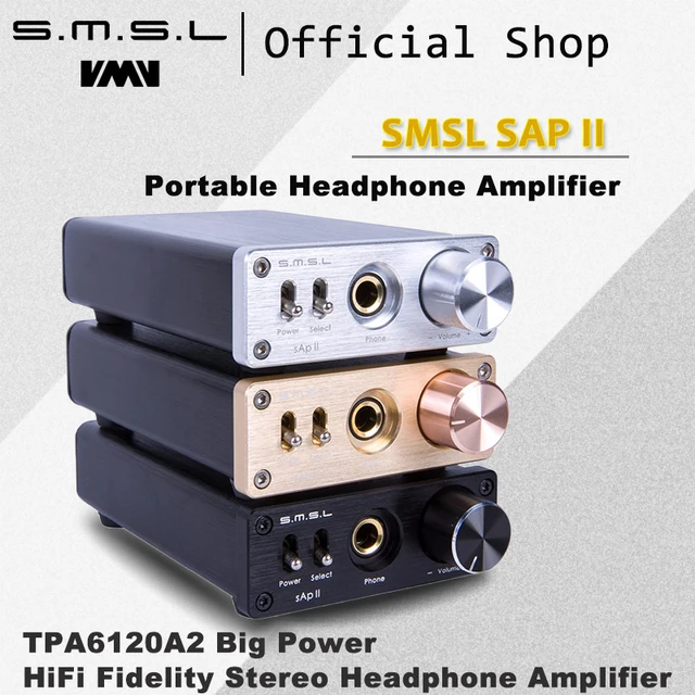 SMSL SAP II Portable Headphone Amplifier TPA6120A2 Big Power HiFi Fidelity Stereo Headphone Amplifier with 2 Ways switch inputs