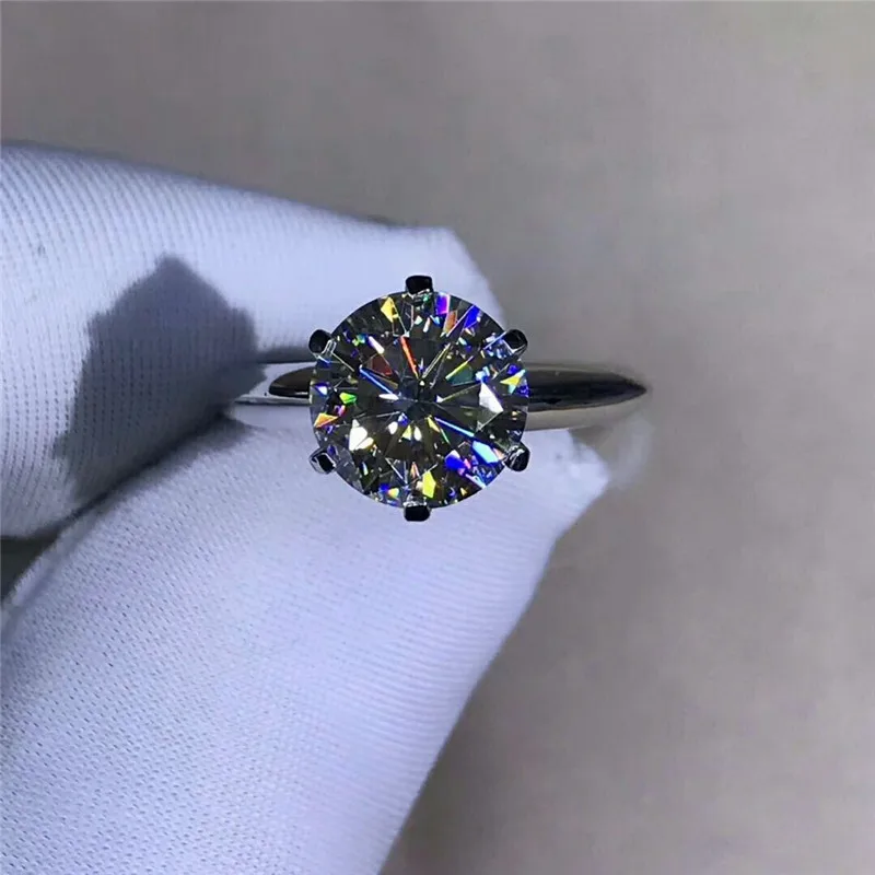 Solitaire однотонное 925 пробы Серебряное кольцо 1ct Sona 5A циркон камень cz обручальное кольцо для женщин и мужчин ювелирные изделия