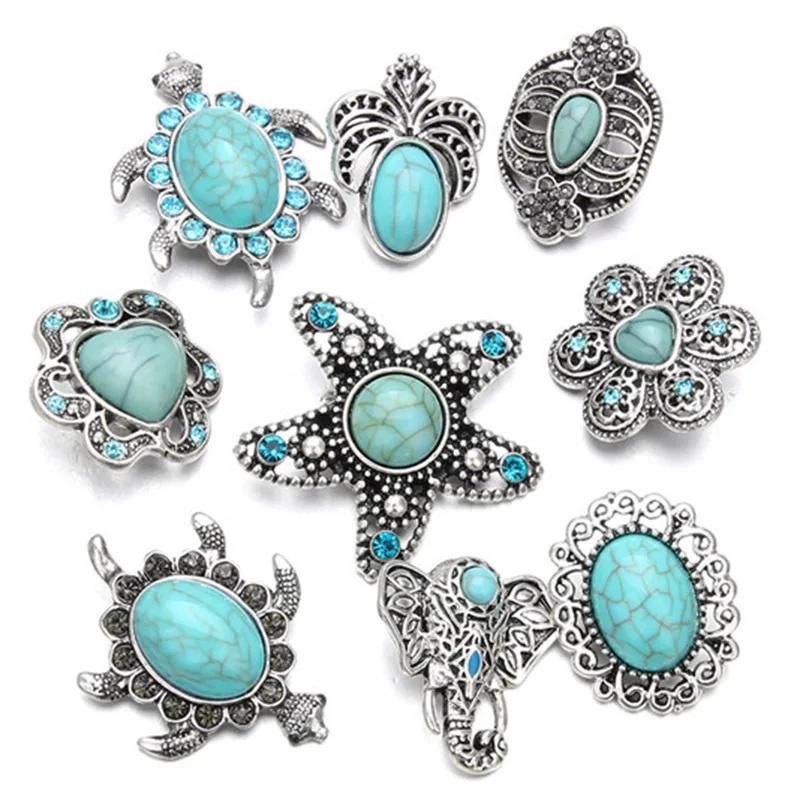 K's Gadgets 9pcs/Lot Wholesale 18mm Blue Stone Snap Button