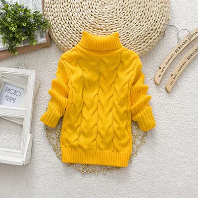 Детская одежда для маленьких мальчиков свитер с воротником "хомут" крошечные хлопковые Свитера для девочек Зимняя детская одежда детский трикотажный пуловер SSB16 - Цвет: Цвет: желтый