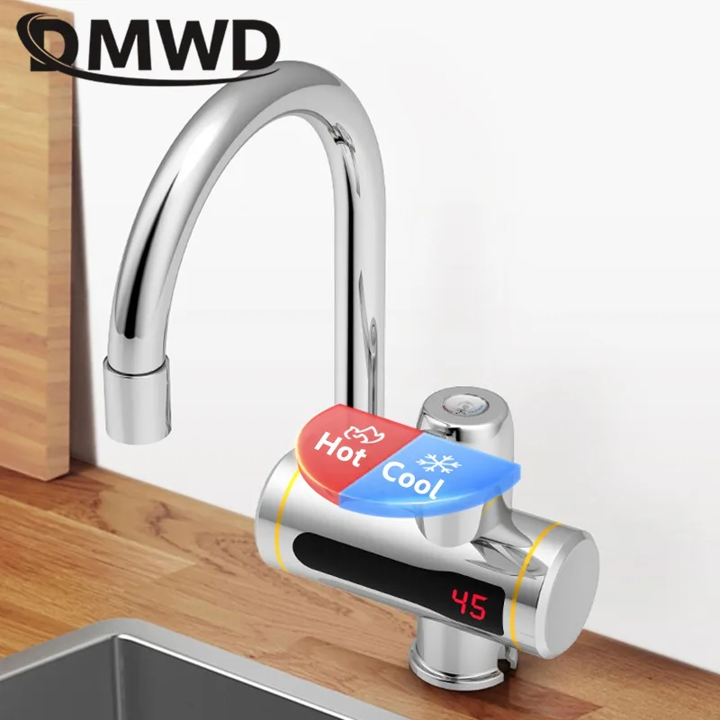 DMWD Instant Tankless Elektrische Wasser Heizung Wasserhahn Küche Instant Heizung Tap Wasser Heizung mit LED Temperatur Display EU