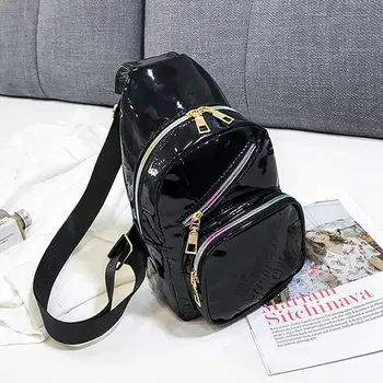 

2019 Fashion Crodssbody Bag For Women Faux Leather Laser Chest Bag Messenger Bag