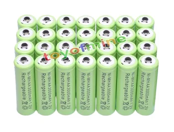 

28x AA 3000mAh 2A 1.2 V Ni-MH Green Rechargeable Battery Cell for MP3 RC Toys