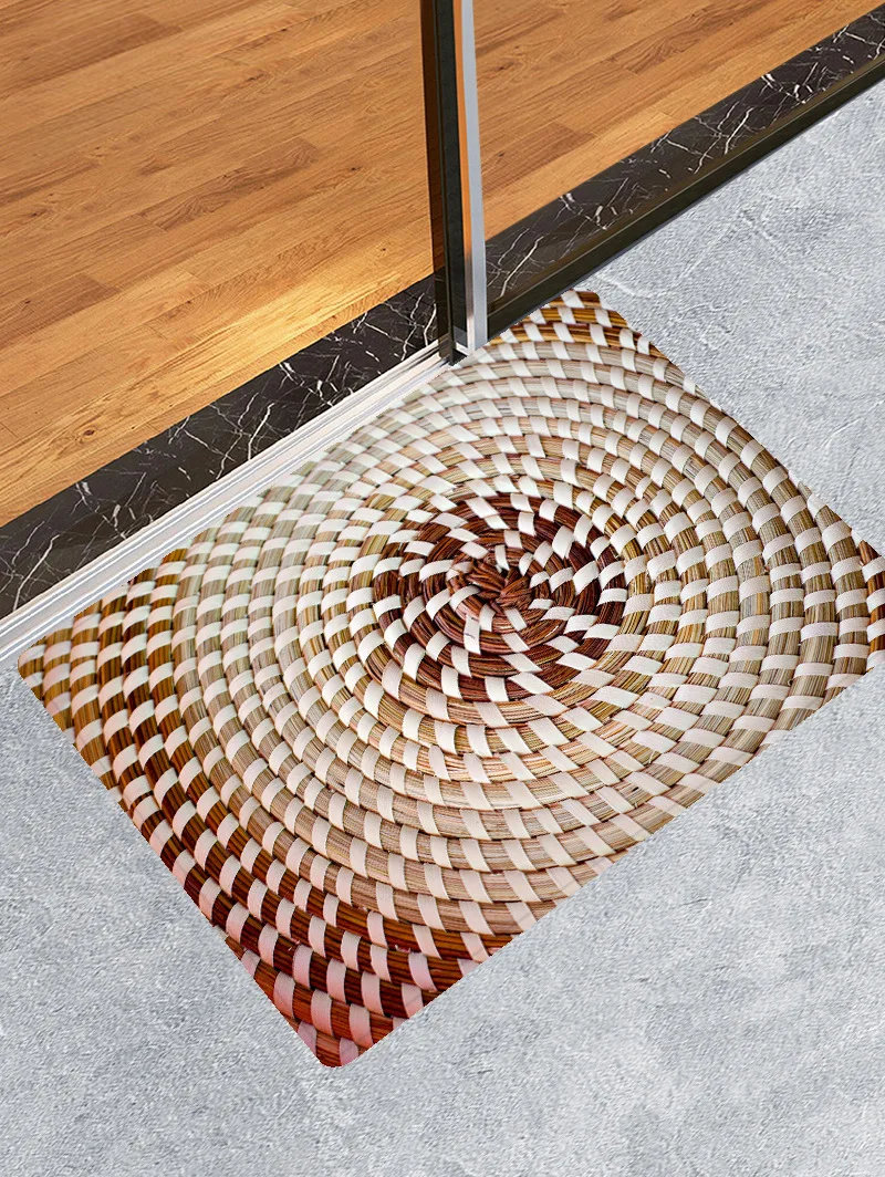 

Creative 3D Printed Straw Weave Pattern Carpet for Living Room Polyester Area Rug Toilet Bedroom kitchen Door Floor Bath Mats