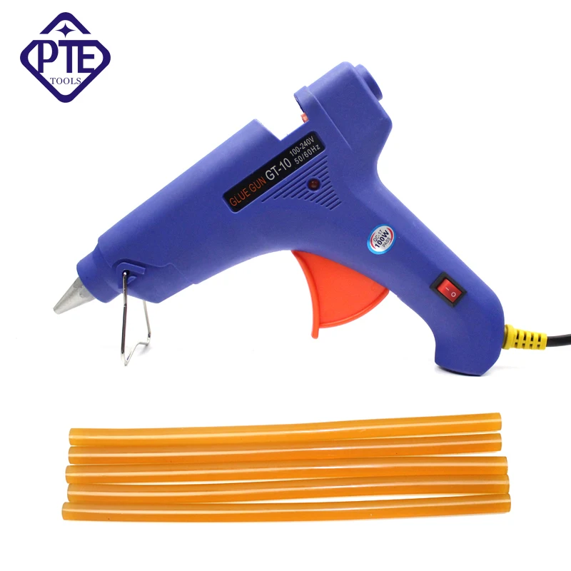 

100W Hot Electric Melt Glue Gun Trigger Hand Tool Craft 5pcs Glue Sticks For Paintless Removal Dent Repair PDR Tool Kit