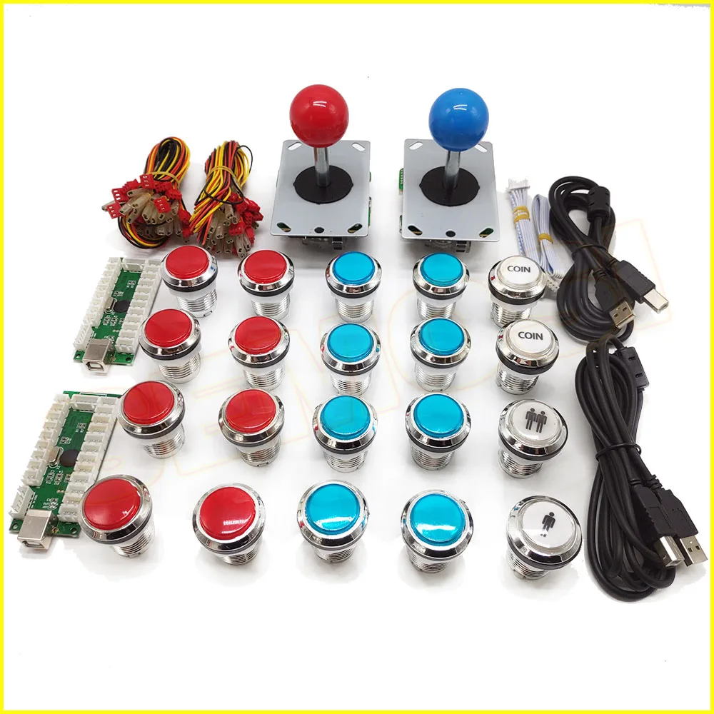 Аркадная светодиодная кнопка с переключателем джойстика DIY Kit Zero Delay USB Encoder to MAME