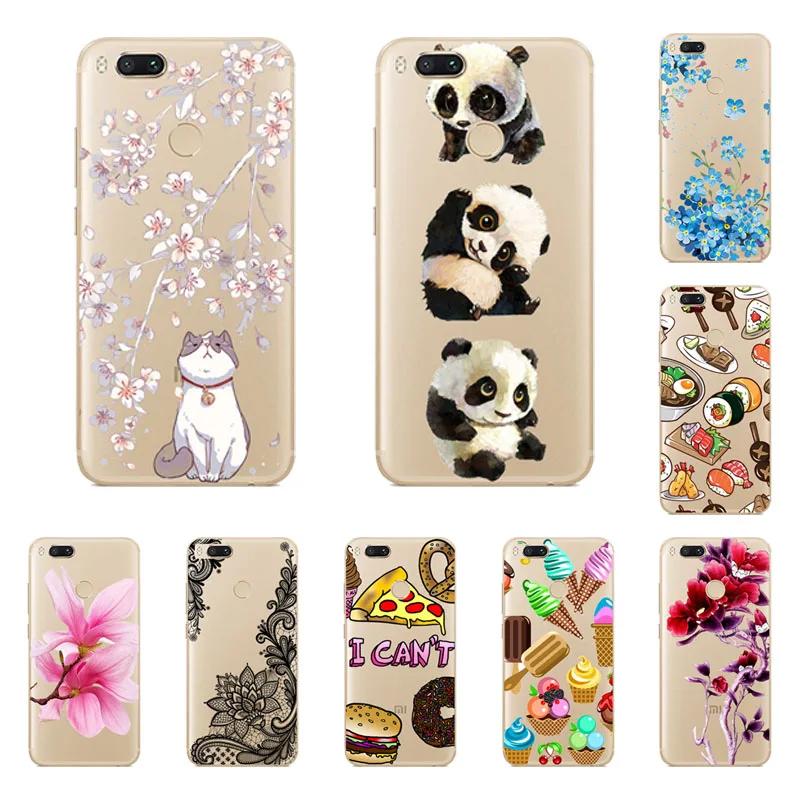 xiaomi mi 5x A1 Case Silicon Black Painting flower Soft TPU Back Cover for mi5x miA1 Protect Phone cases shell |