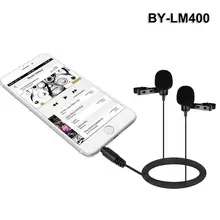 BY-LM400 электретный конденсаторный двойной всенаправленный петличный микрофон excelllent для интервью для IOS Android-смартфон