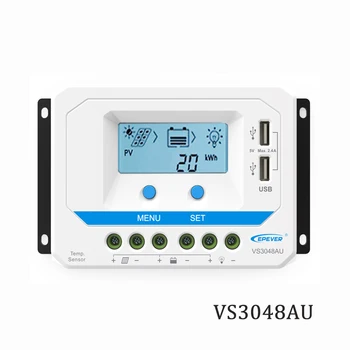 

30A VS3048AU 12V 24V 36V 48V EPSolar PWM Solar Charge Controller Regulator LCD Backlight 5V Mobile phone charger