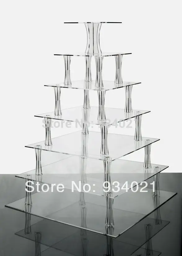 7 Tier Square Acrylic Cupcake Stand,Perspex Bakery Display Stand,Lucite