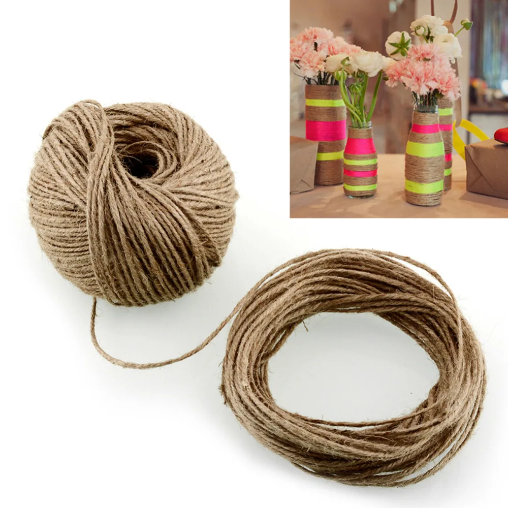 100M 2mm Natural Textured Hessian Jute Twine String Tag Label Hang Rope