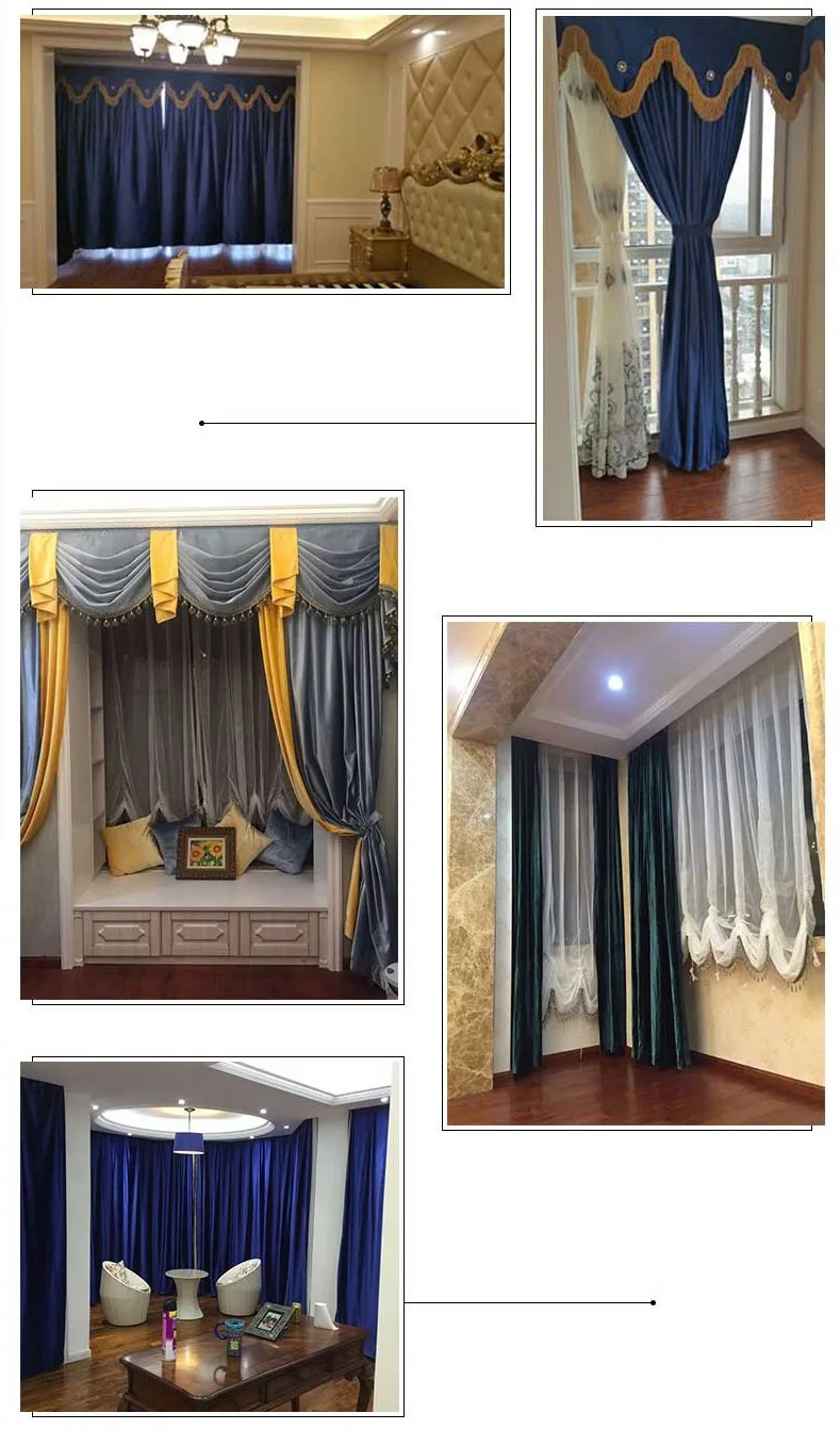 European luxury 6 color velvet curtains for Living Room Solid color velvet simple modern luxury curtains for Bedroom/Kitchen