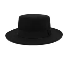 OZyc/брендовая шерстяная шляпа с плоским верхом для женщин; фетровая шляпа с широкими полями; фетровая шляпа; Laday Prok Pie Chapeu de Feltro Bowler Gambler Top H