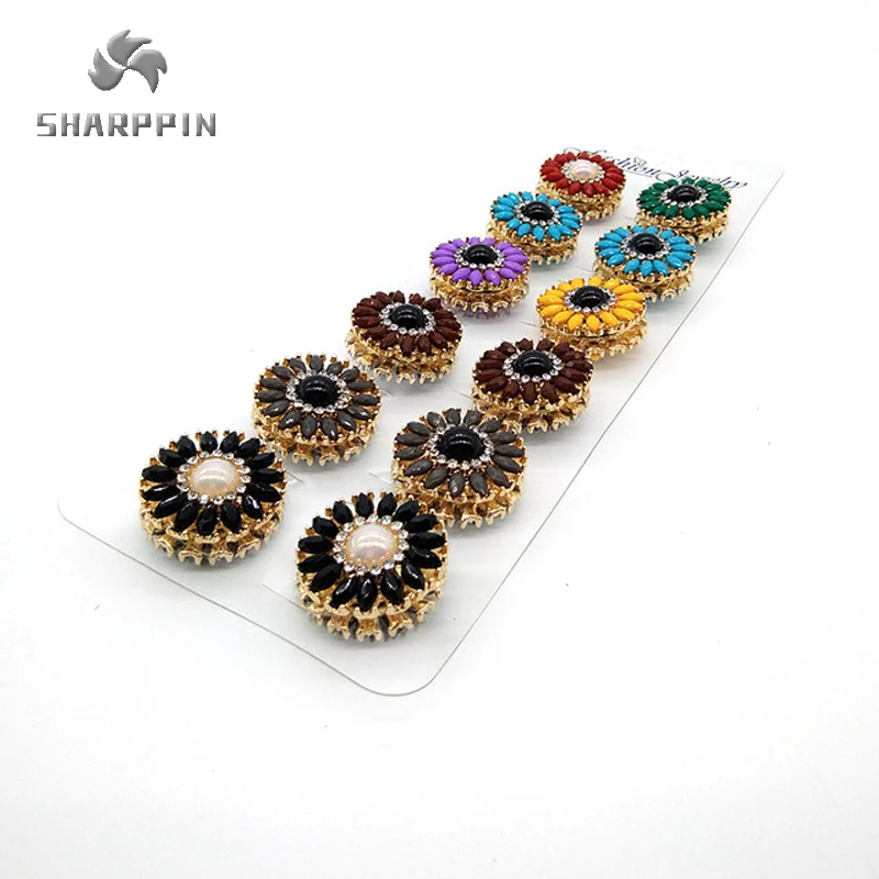 

Muslim Magnet Hijab Pins Crystal Brooches Wedding Jewelry Wholesale 12PCS Brooch For Women Safety Scarf Pin Hijab Mixed Color