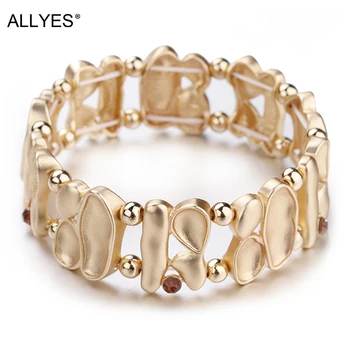 

ALLYES Luxury Irregular Geometric Charms Bracelets For Women Metal Beads Female Bracelets & Bangles Jewelry