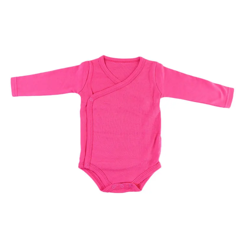 Rose red Одежда для новорожденных из органического хлопка однотонный простой комбинезон с длинными рукавами для маленьких мальчиков и девочек - Цвет: Rose red