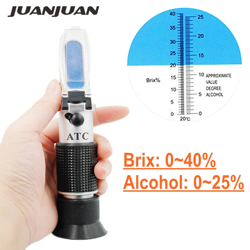 preço Handheld densímetro álcool metros concentração de açúcar refratômetro Vinho uvas 0 0 cerveja sem álcool 25% 40% Brix ATC 45% off