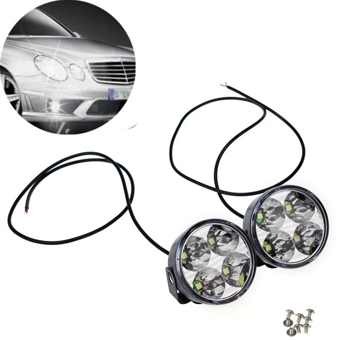 

Franchise 2PCS 4 LED Round Daytime Running Driving Auto Car Fog Light Lamps Bulb Kit Set Vehicles Waterproof Shockproof #321