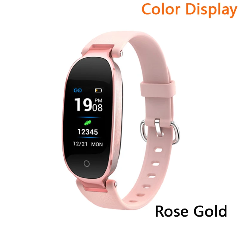 Цветной экран, водонепроницаемые, S3 Plus, умные часы для женщин, девушек, монитор сердечного ритма, умные часы, relogio inteligente для Android IOS reloj - Цвет: rose gold