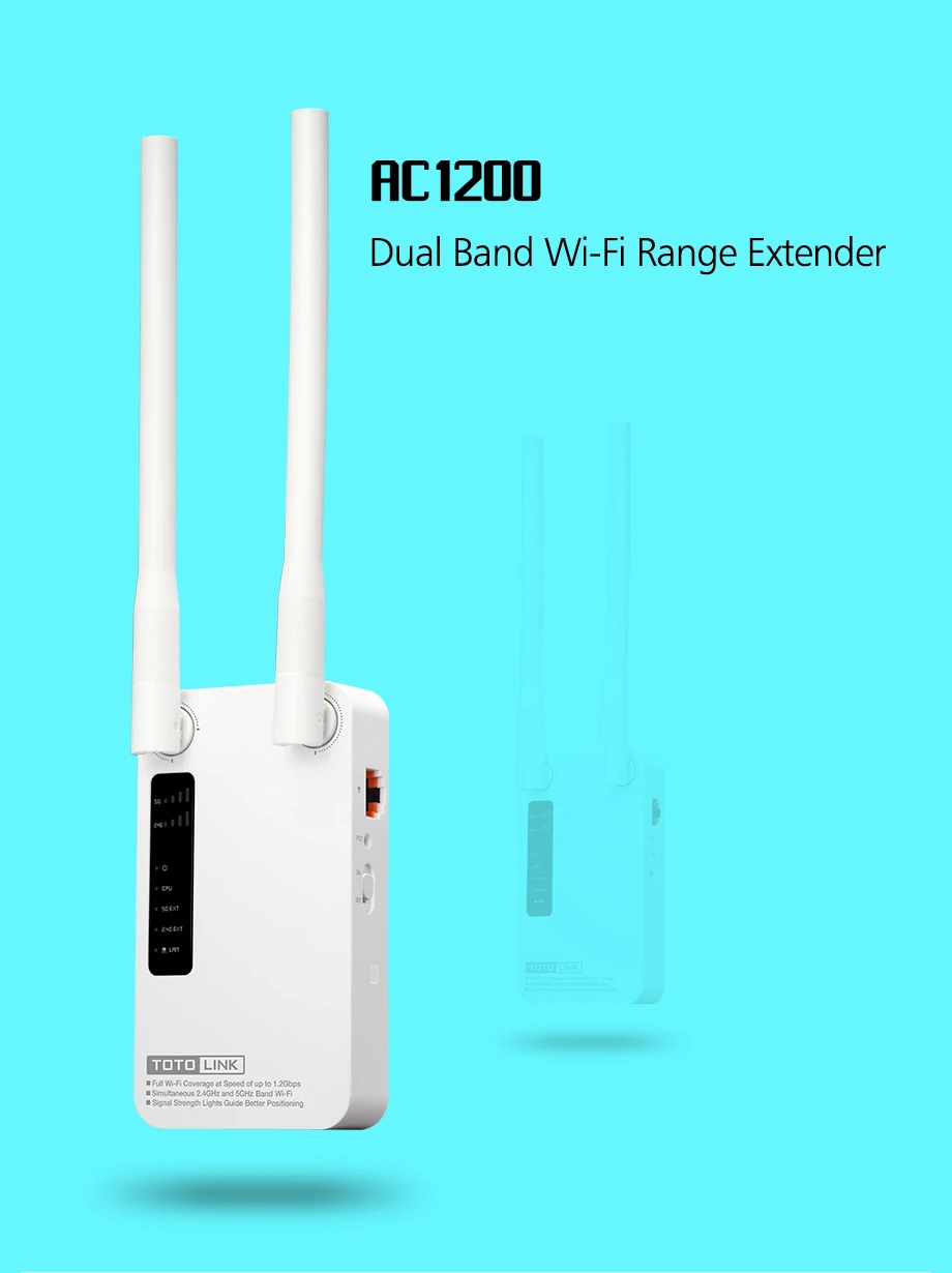 TOTOLINK EX1200 AC1200 Dual Band Wi-Fi Range Extender Gigabit Беспроводной ретранслятор, 2.4 г/5.0 ГГц Wi-Fi Extender/AP режима, легкая установка