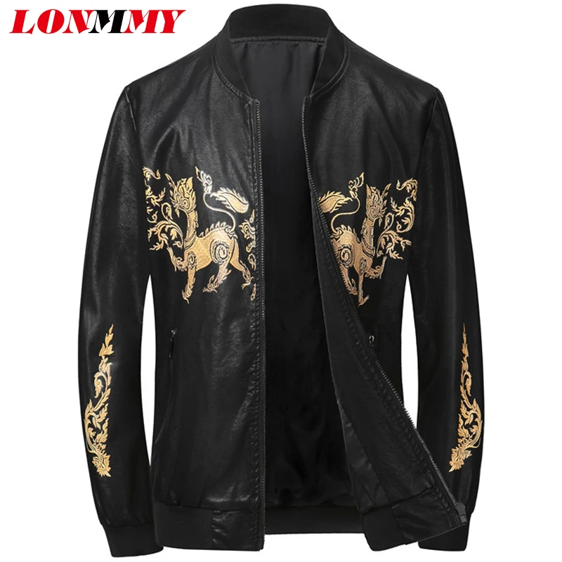 LONMMY 4XL Faux leather jacket men clothes Coat mens leather jacket Suede PU Slim fit Casual jaqueta couro masculina Black New