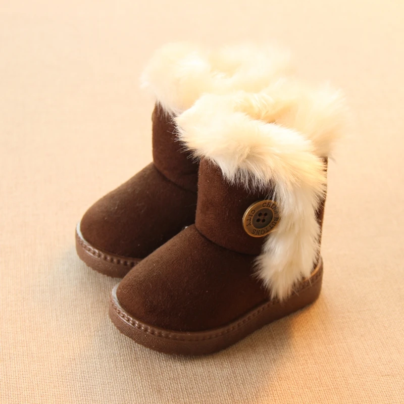 Winter Children Boots Thick Warm Shoes Cotton-Padded Suede Boots for Girls Snow Boots Kids Shoes Black Brown Red Pink