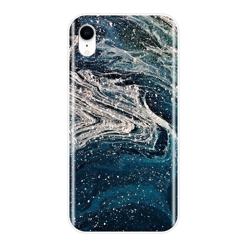 Чехол для телефона Apple iPhone 6 S 7 8 X XR XS Max мраморный синий камень Текстура Мягкая