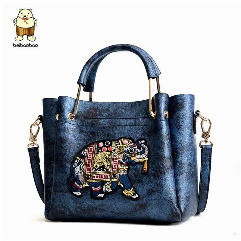 

Beibaobao crossbody bags women embroidery designer messenger bags cartoon elephant pu leather handbags shoulder bag ladies