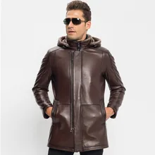 Мужская шуба из овчины, модная, съемная, с капюшоном, дизайнерская, мужская верхняя одежда из овчины TJ8105