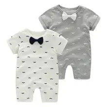 Fashion 2018 baby boy clothing tie style gentleman short sleeve baby rompers for summer baby boy